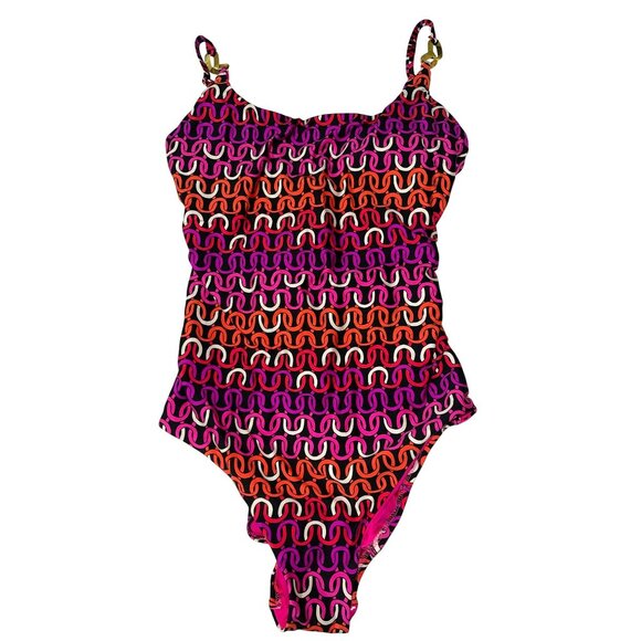 Trina Turk $172 Echo Gold Strap One Piece Swimsuit Bathing Suit Sz 14 NWT - Picture 3 of 8